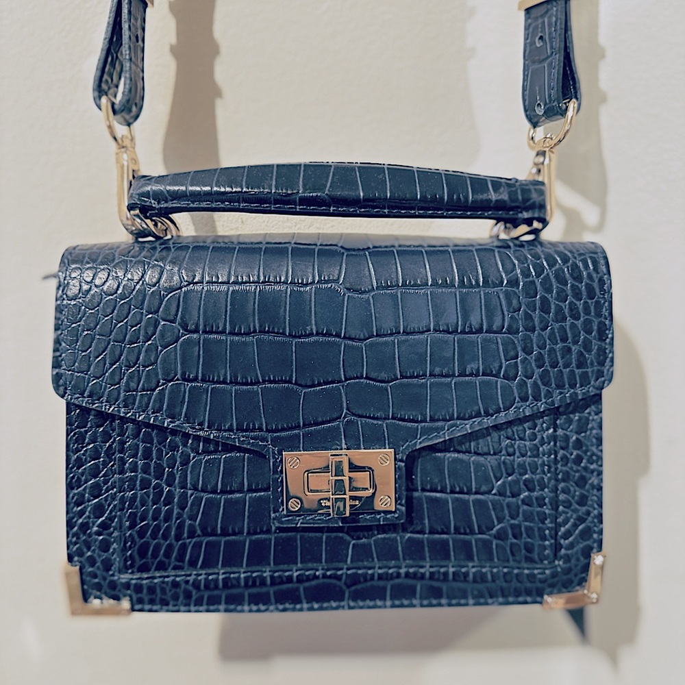The Kooples Emily Croc-Embossed Leather Mini Crossbody Small NWT gold hardware